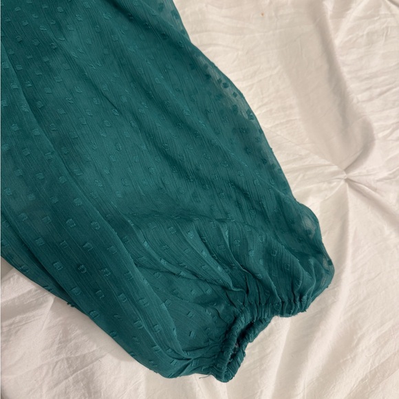 Elegant Teal Off-Shoulder Blouse - Picture 5 of 5